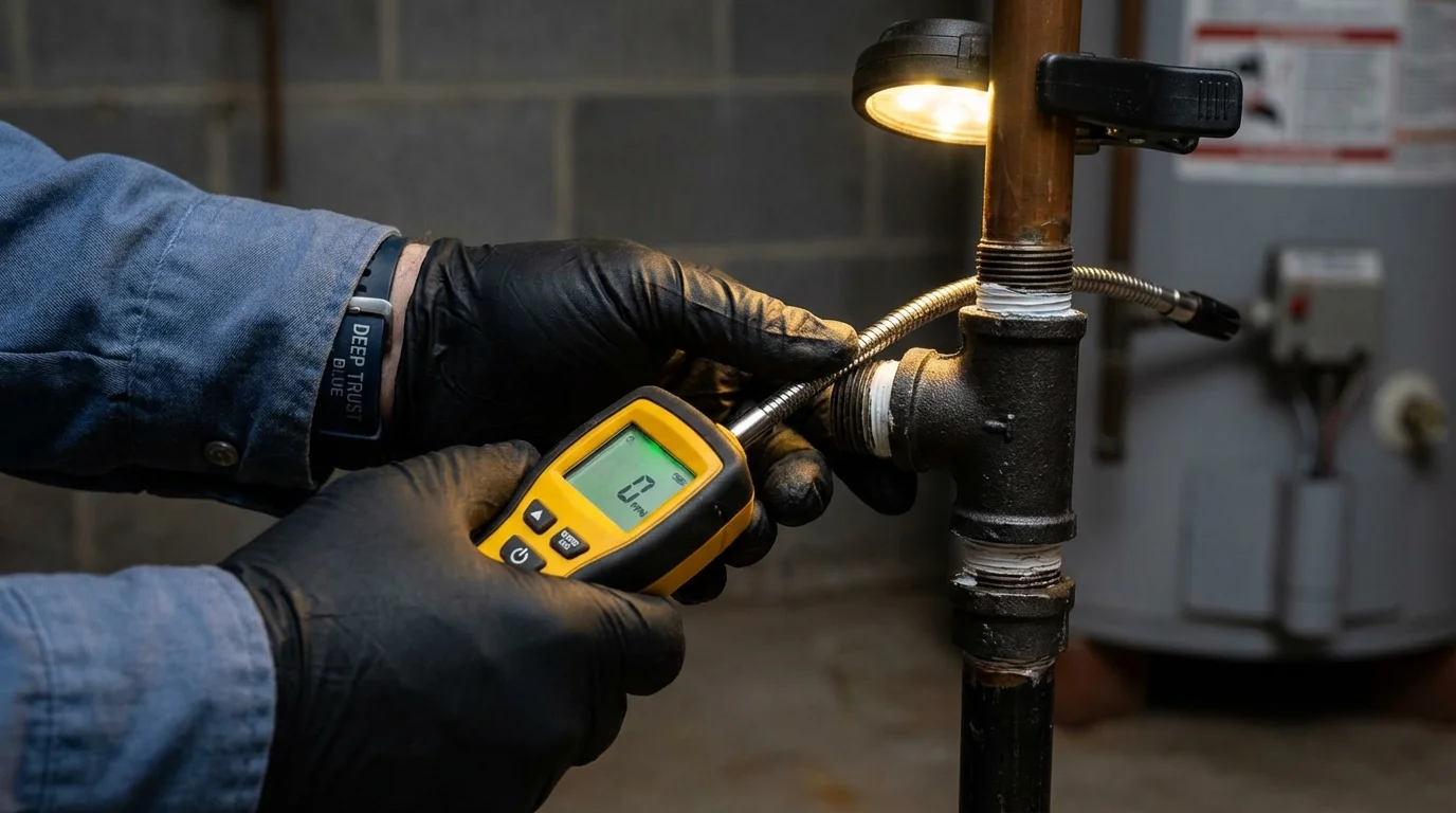 Gas leak detection with electronic sniffer by Johns Plumbing LLC in Edinburg