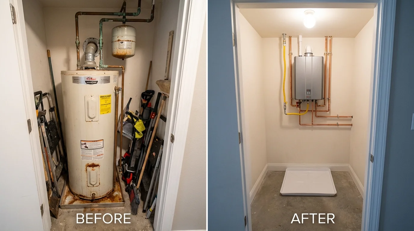 Tank water heater versus wall-mounted tankless unit comparison for Edinburg, TX homeowners